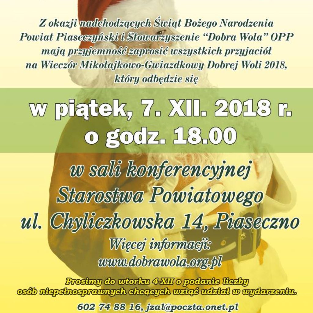 Wieczór Mikołajkowo-Gwiazdkowy Dobrej Woli 2018