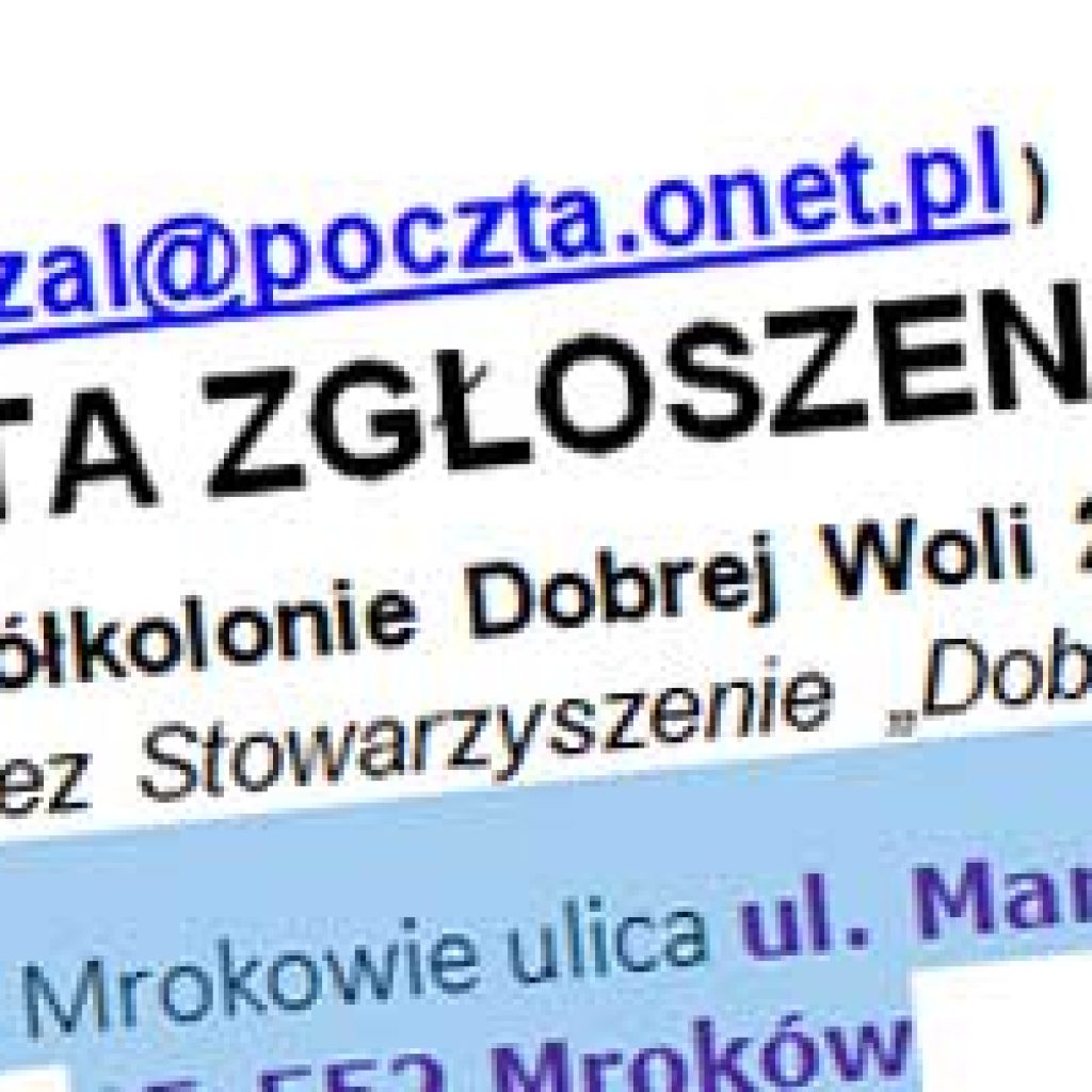 karta zgłoszenia na półkolonie 2019